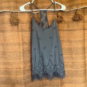 BKE Boutique Charcoal Lace Tank